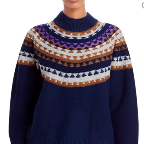 Theory Sweaters - Theory Wm's Fair Isle Wool & Cashmere Sweater -  Navy  Small #0574